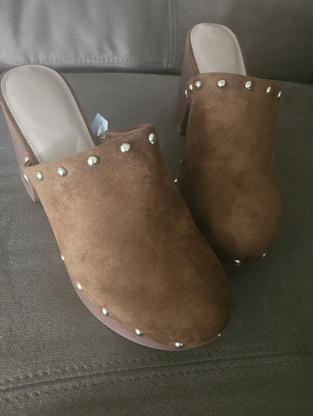 Women's Clogs  Brown Suede Studded